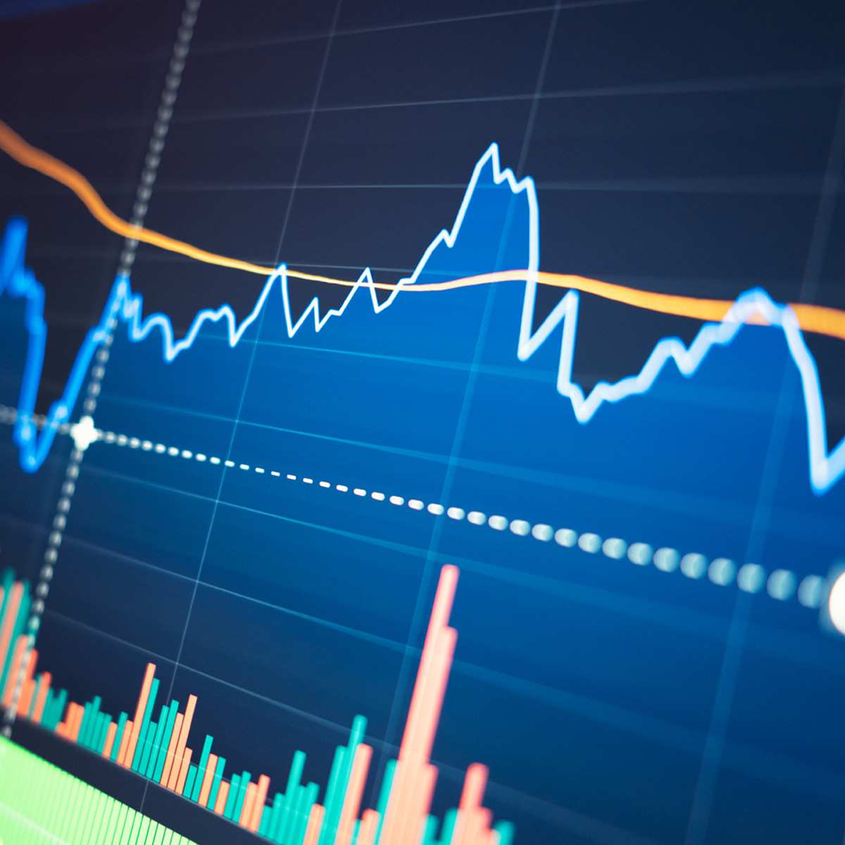 Square business graphic displays an equalizer diagram illustrating stock levels, marketing channels and transaction flows.