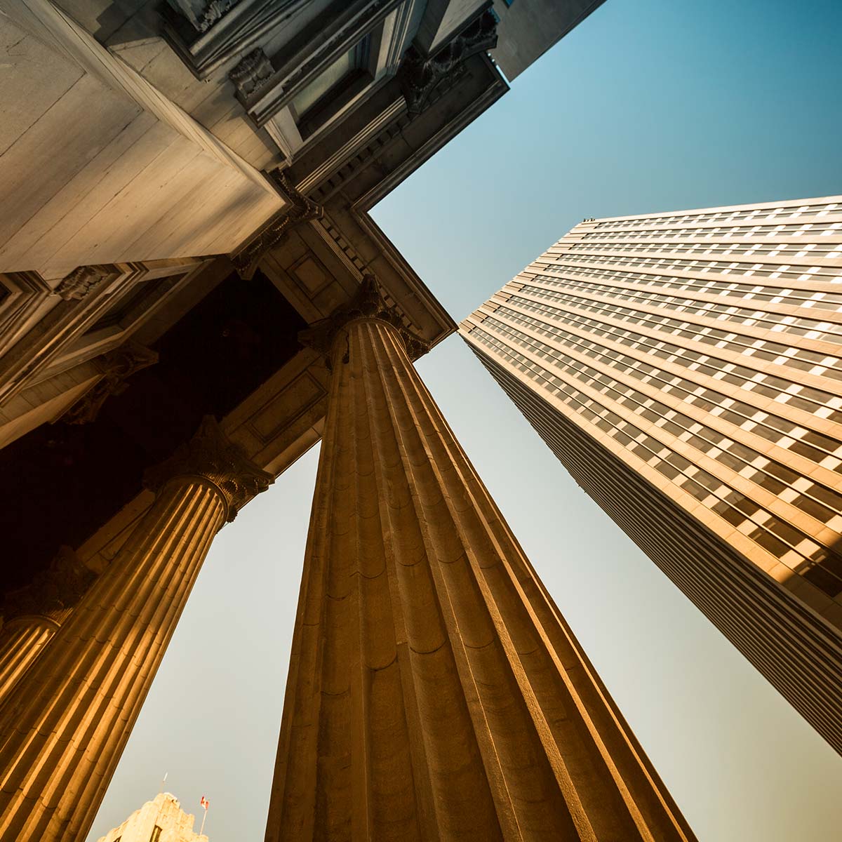 The modern, urban city skyline is a testament to innovative architecture with tall skyscrapers housing dynamic business offices.