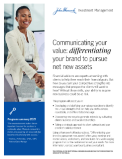 Communicating your value: differentiating your brand to pursue net new assets flyer