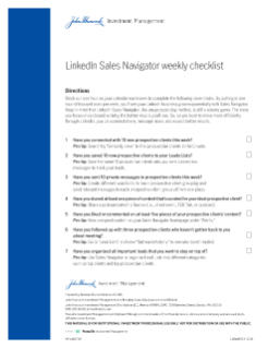 LinkedIn Sales Navigator weekly checklist