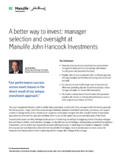 A better way to invest: manager selection and oversight at John Hancock Investment Management
