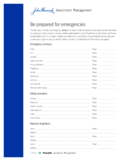 Be prepared for emergencies worksheet