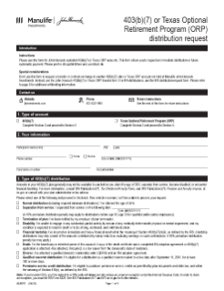 403(b)(7) or Texas ORP distribution request form