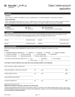 Account application for Class I shares