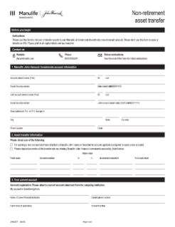 Asset transfer form for non-retirement accounts