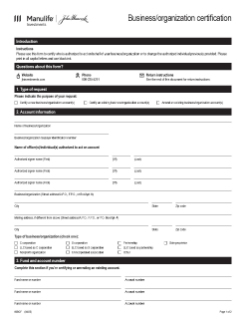 Business/organization certification form