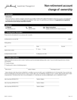 Change of ownership form for non-retirement accounts