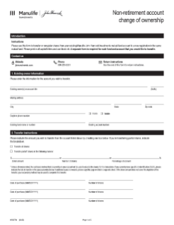 Change of ownership form for non-retirement accounts