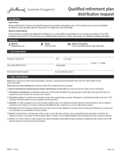 Retirement plan distribution request form