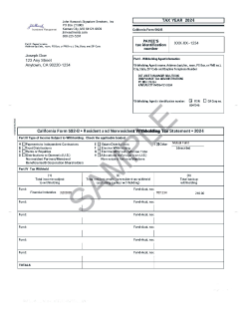 Sample California Form 592-B