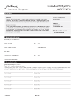 Trusted contact person authorization form