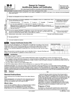 W-9 taxpayer identification number and certification form