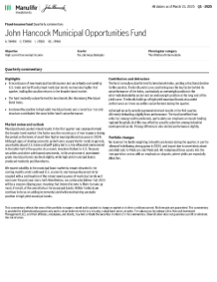  John Hancock Municipal Opportunities Fund quarterly commentary