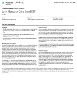 John Hancock Core Bond ETF quarterly commentary