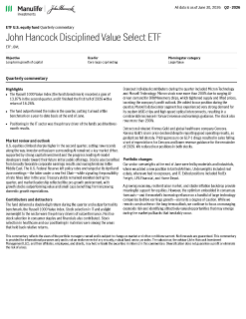 John Hancock Disciplined Value Select ETF quarterly commentary