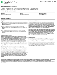 John Hancock Emerging Markets Debt Fund quarterly commentary