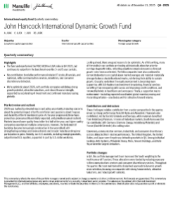 John Hancock International Dynamic Growth Fund quarterly commentary