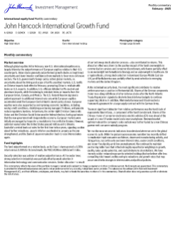 John Hancock International Growth Fund monthly commentary