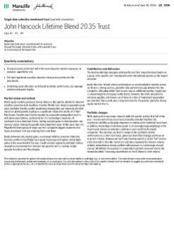 John Hancock Lifetime Blend 2035 Trust quarterly commentary
