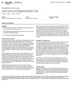 John Hancock Regional Bank Fund quarterly commentary