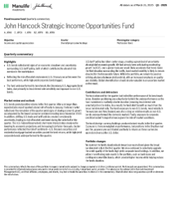 John Hancock Strategic Income Opportunities Fund quarterly commentary