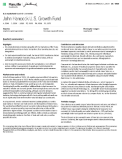 John Hancock U S Growth Fund quarterly commentary