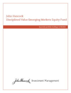 John Hancock Disciplined Value Emerging Markets Equity Fund fiscal Q1 holdings report