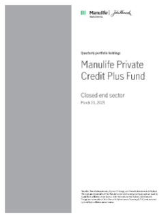 Manulife Private Credit Plus Fund fiscal Q1 holdings report