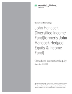 John Hancock Diversified Income Fund fiscal Q3 holdings report