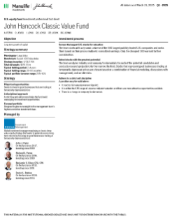 John Hancock Classic Value Fund investment professional fact sheet