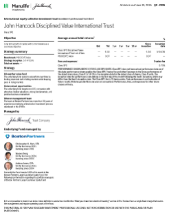 John Hancock Disciplined Value International Trust investment professional fact sheet