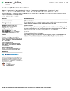 John Hancock Disciplined Value Emerging Markets Equity Fund investment professional fact sheet