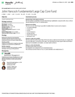 John Hancock Fundamental Large Cap Core Fund investment professional fact sheet
