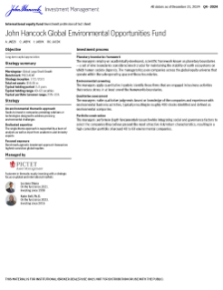 John Hancock Global Environmental Opportunities Fund investment professional fact sheet