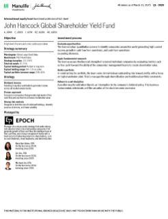 John Hancock Global Shareholder Yield Fund investment professional fact sheet