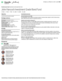John Hancock Investment Grade Bond Fund investment professional fact sheet