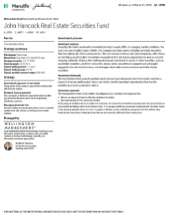 John Hancock Real Estate Securities Fund investment professional fact sheet