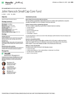 John Hancock Small Cap Core Fund investment professional fact sheet