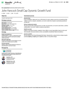 John Hancock Small Cap Dynamic Growth Fund investment professional fact sheet 