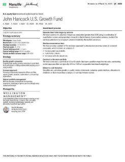 John Hancock US Growth Fund investment professional fact sheet
