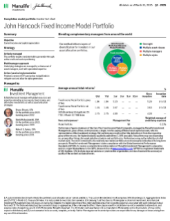 John Hancock Fixed Income Model Portfolio Investor fact sheet