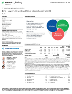 John Hancock Disciplined Value International Select ETF investor fact sheet