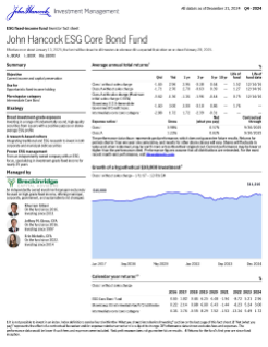 John Hancock ESG Core Bond Fund investor fact sheet