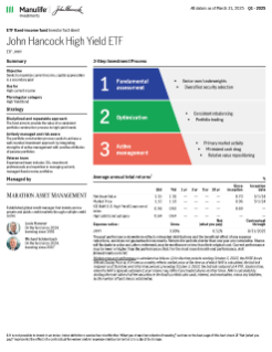 John Hancock High Yield ETF investor fact sheet