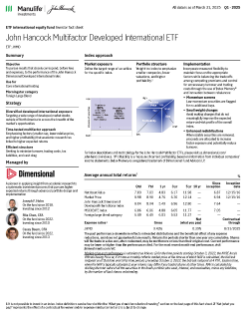 John Hancock Multifactor Developed International ETF investor fact sheet