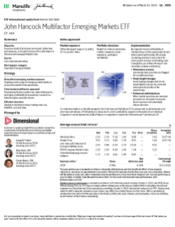 John Hancock Multifactor Emerging Markets ETF investor fact sheet
