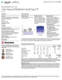 John Hancock Multifactor Small Cap ETF investor fact sheet