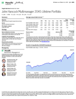 John Hancock Multimanager 2045 Lifetime Portfolio investor fact sheet