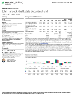 John Hancock Real Estate Securities Fund investor fact sheet