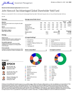 John Hancock Tax-Advantaged Global Shareholder Yield Fund investor fact sheet